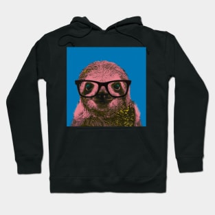 Geek Sloth in Blue Background - Print / Home Decor / Wall Art / Poster / Gift / Birthday / Sloth Lover Gift / Animal print Canvas Print Hoodie